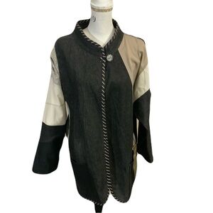 Patchwork Black & Tan Women's Trench Coat